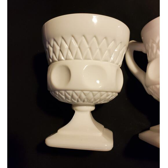 2 Pc Vintage Colony Milk Glass Open Sugar n Creamer Set in Lacette - Picture 16 of 16